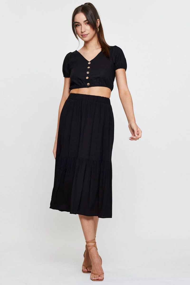 Black Crop Top Short Sleeve - Image 2