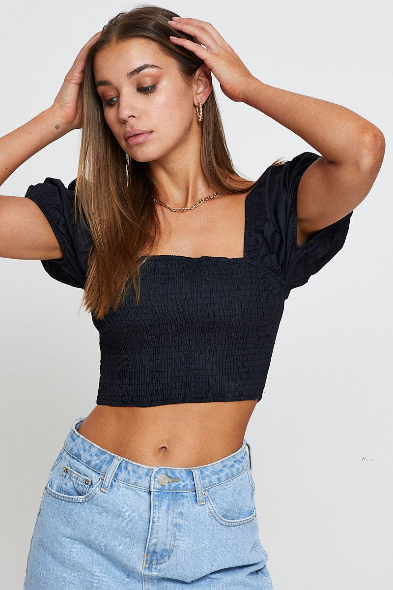 Black Crop Top Short Sleeve - Image 3