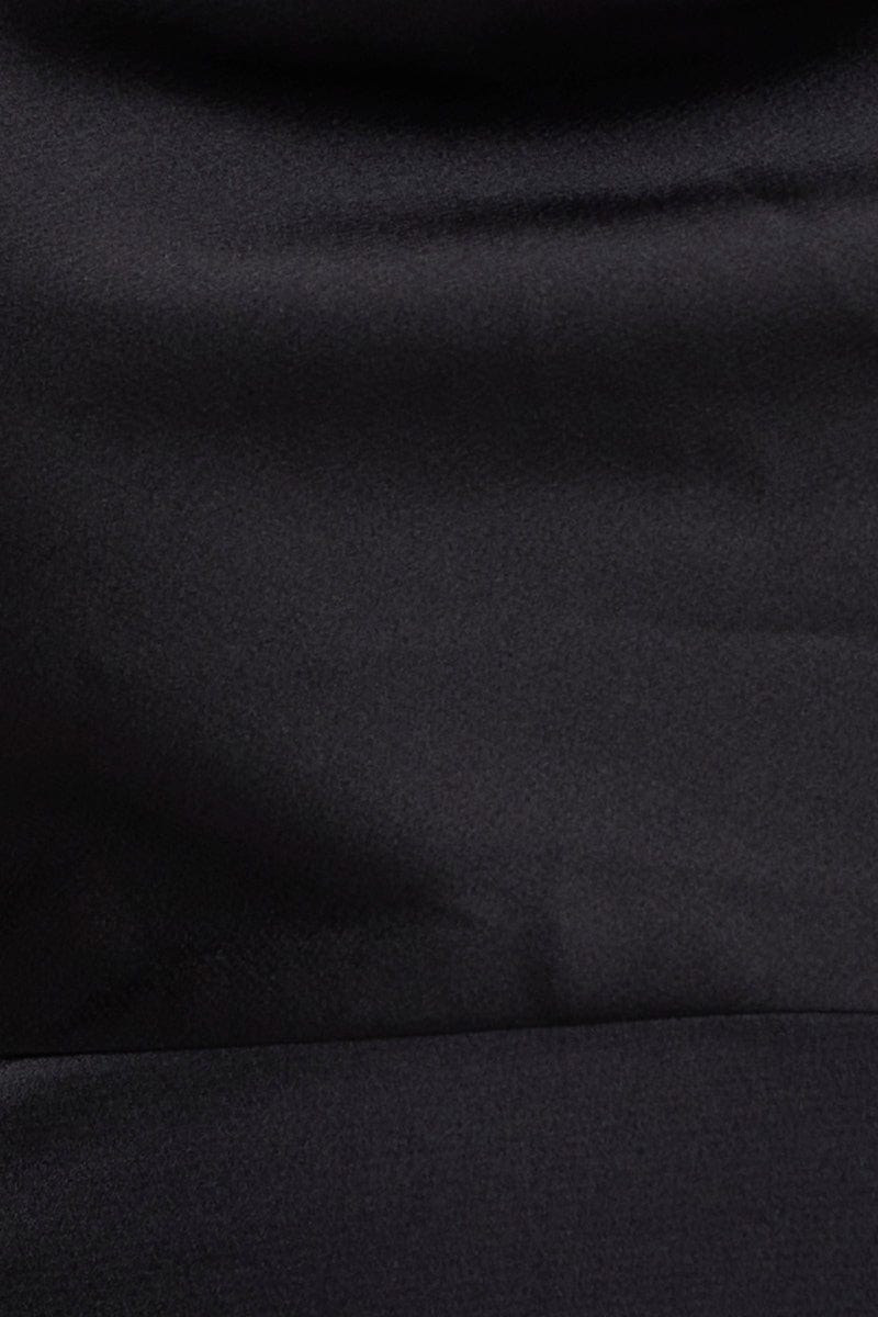 Black Crop Top Sleeveless Cowl Neck Satin - Image 6