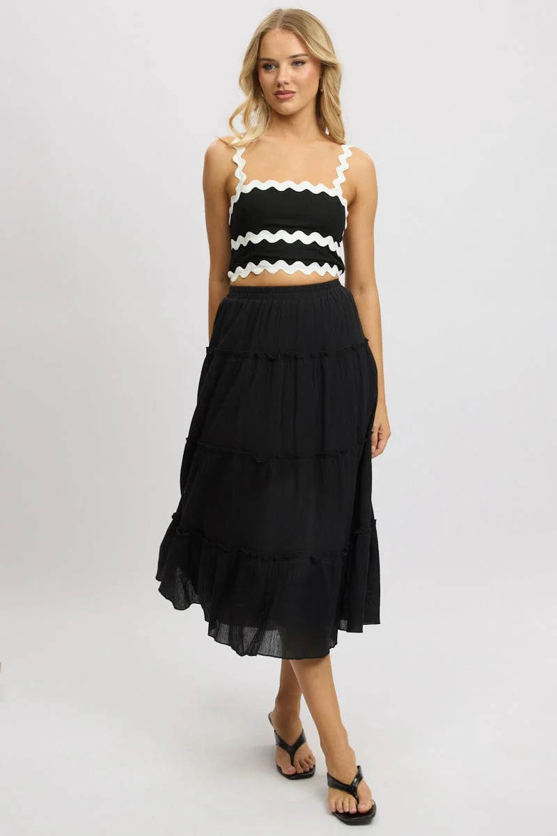 Black Crop Top Sleeveless Shirred Back - Image 2