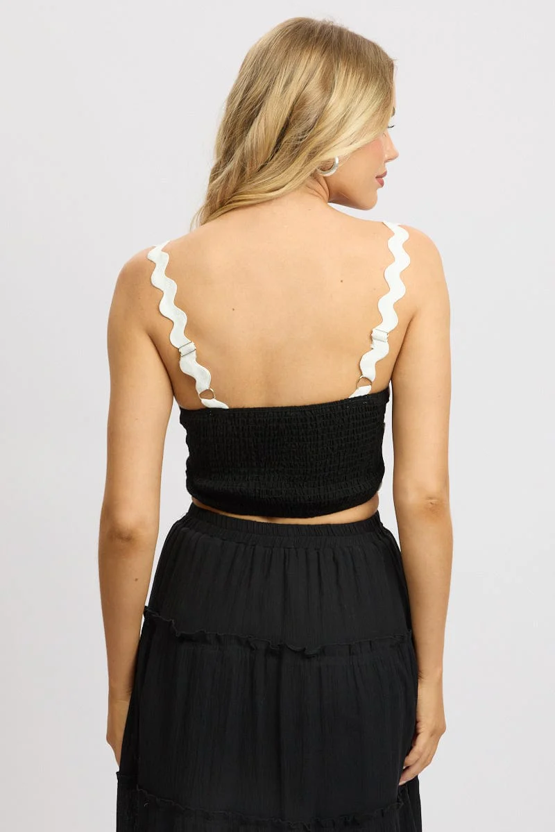 Black Crop Top Sleeveless Shirred Back - Image 5