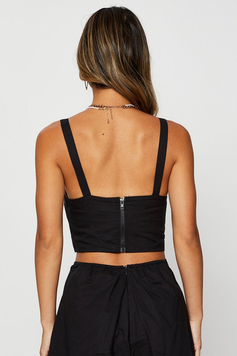 Black Crop Top Sleeveless Square Neck - Image 5