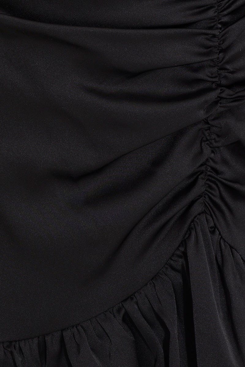 Black Designer Asymmetric Frill Detail Mini Skirt - Image 12