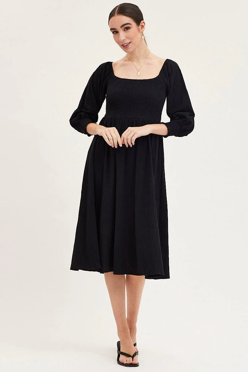 Black Dress Long Sleeve Maxi - Image 3