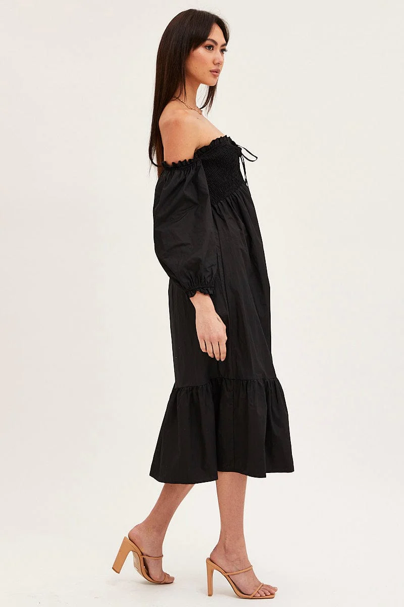Black Dress Off Shoulder Maxi - Image 4
