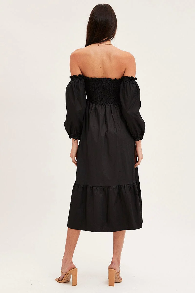 Black Dress Off Shoulder Maxi - Image 5
