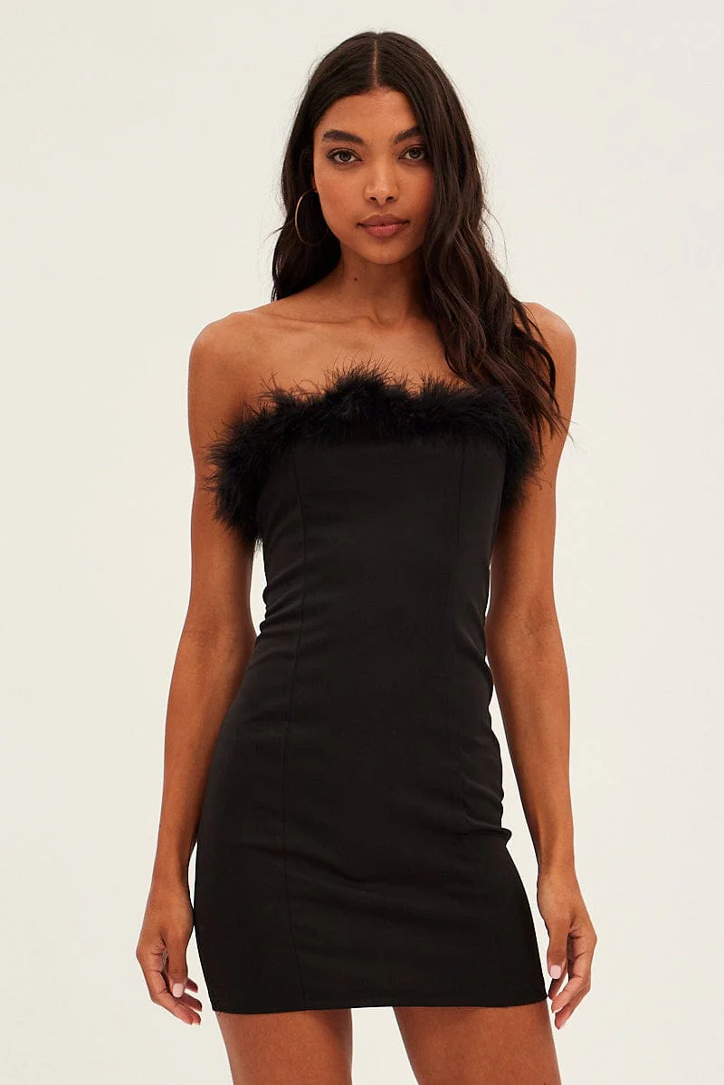 Black Evening Bodycon Mini Dress - Image 3