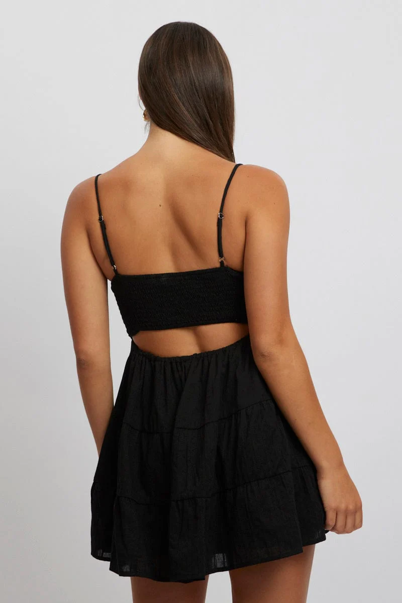 Black Fit And Flare Dress Bead Embellishment Mini - Image 4