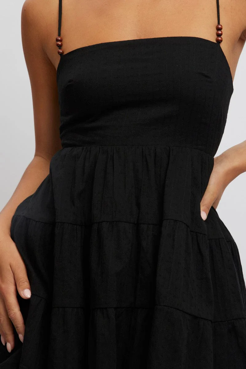 Black Fit And Flare Dress Bead Embellishment Mini - Image 5