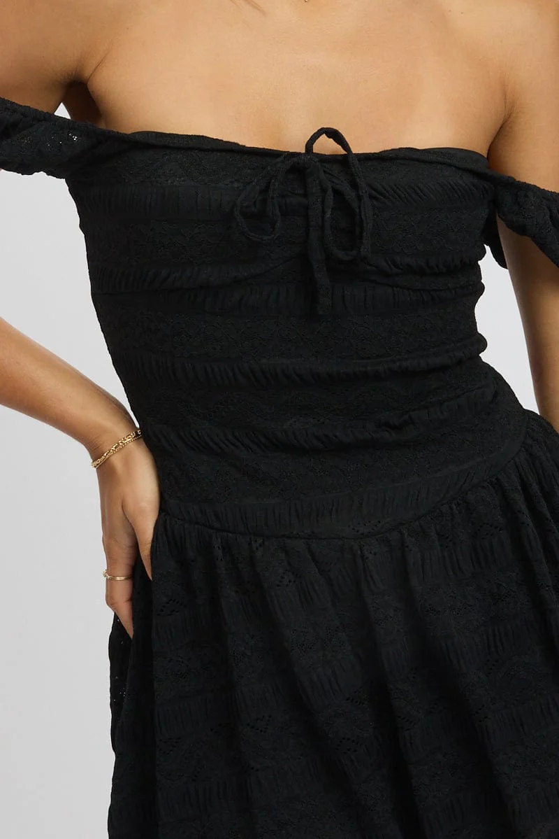 Black Fit And Flare Dress Drop Waist Mini - Image 6