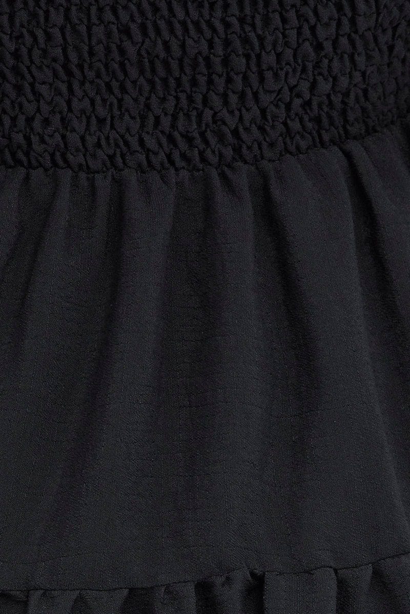 Black Fit and Flare Dress Long Sleeve Tiered - Image 6