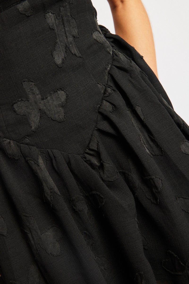 Black Fit And Flare Dress Mini Burn Out - Image 6