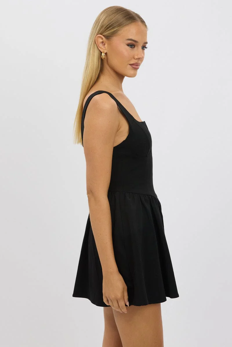 Black Fit And Flare Dress Mini - Image 4