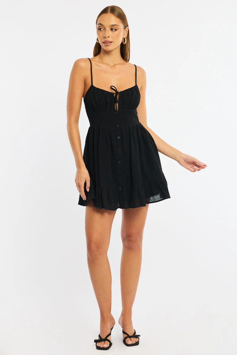 Black Fit And Flare Dress Mini - Image 2