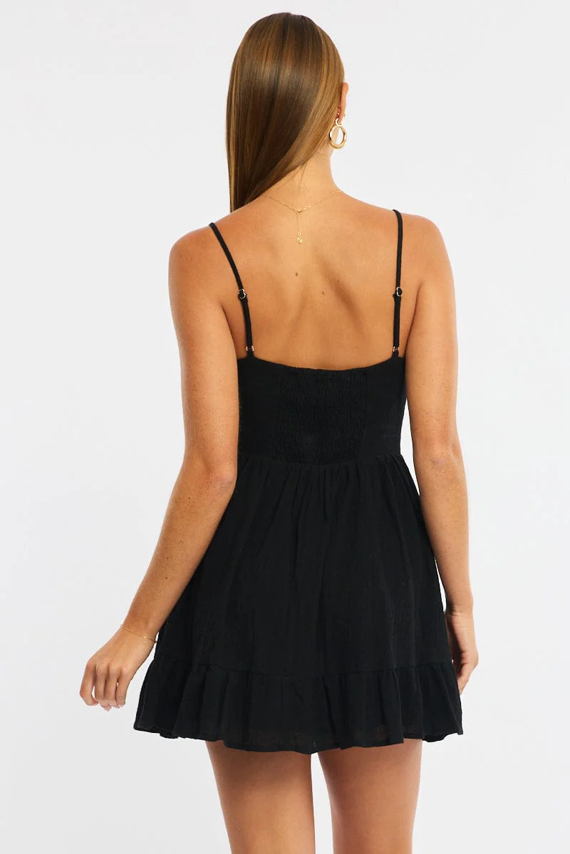 Black Fit And Flare Dress Mini - Image 4