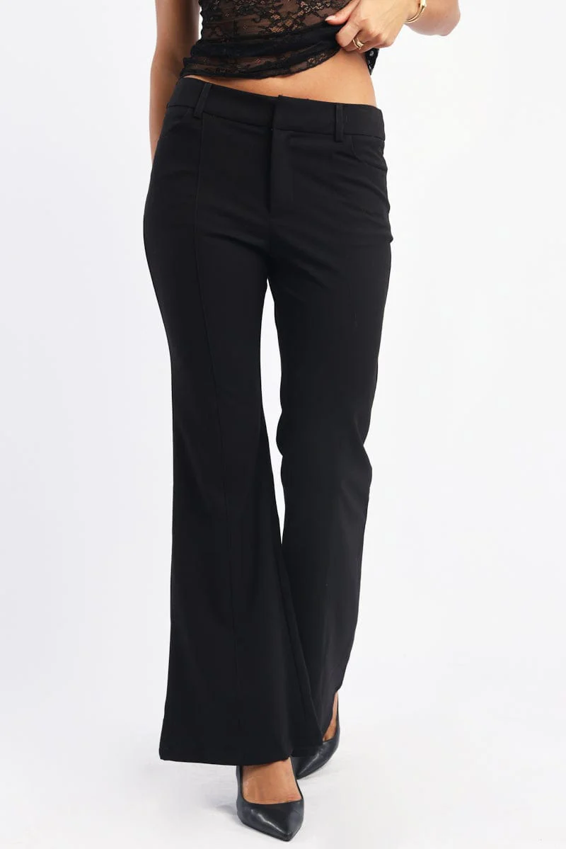 Black Flare Leg Pants - Image 2