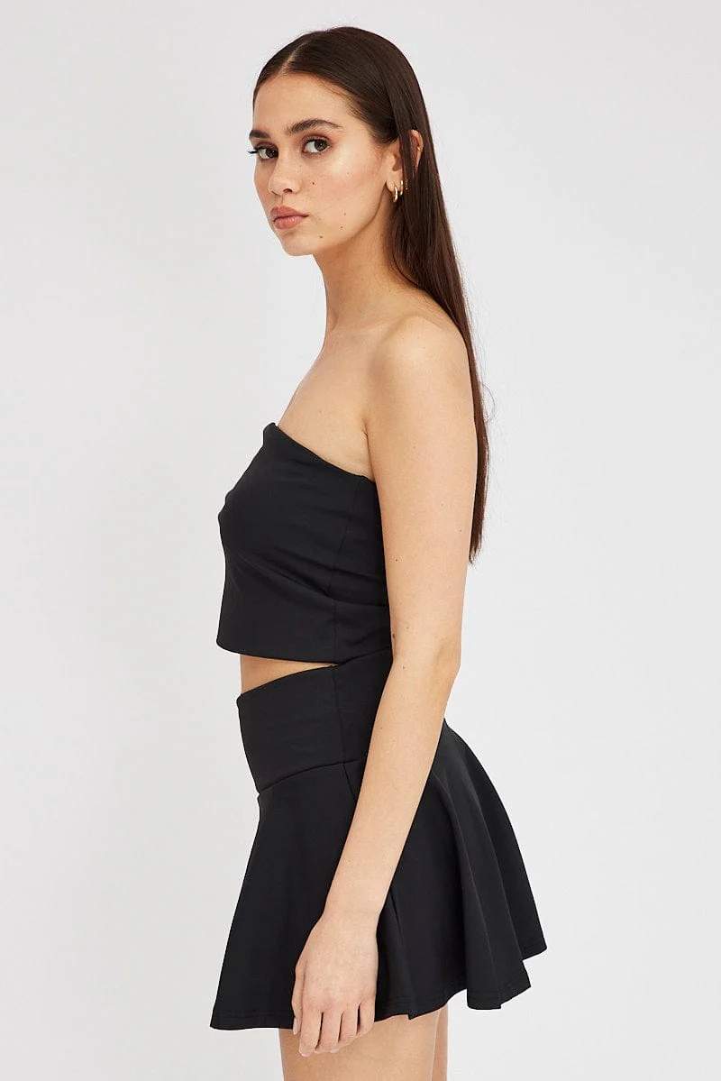 Black Flare Mini Skort Skirt - Image 4