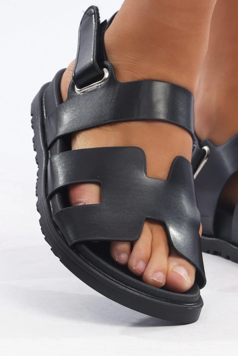 Black Flat Sandals - Image 2
