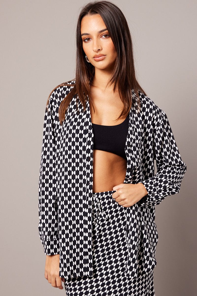 Black Geo Relaxed Shirt Long Sleeve - Image 3