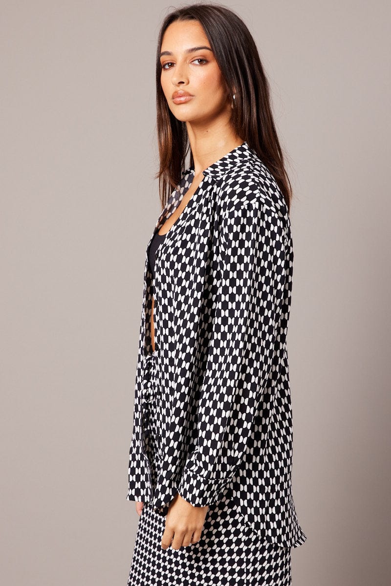 Black Geo Relaxed Shirt Long Sleeve - Image 4