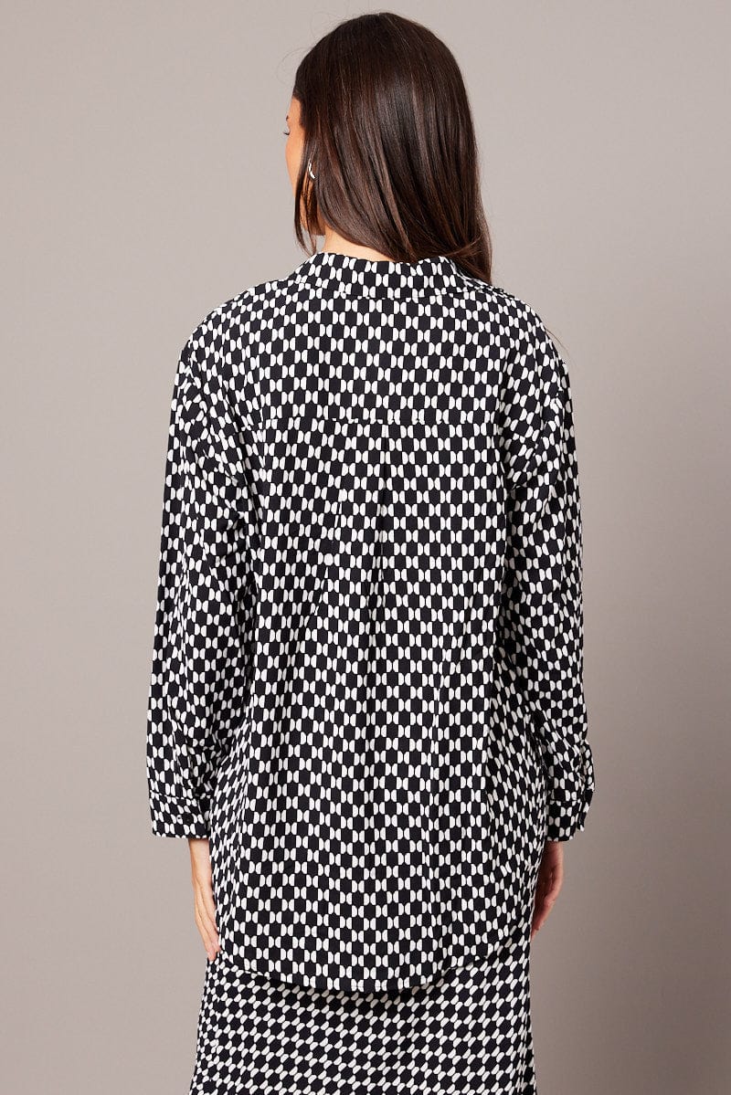 Black Geo Relaxed Shirt Long Sleeve - Image 5