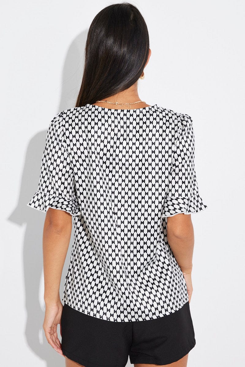 Black Geo Top Short Sleeve - Image 5