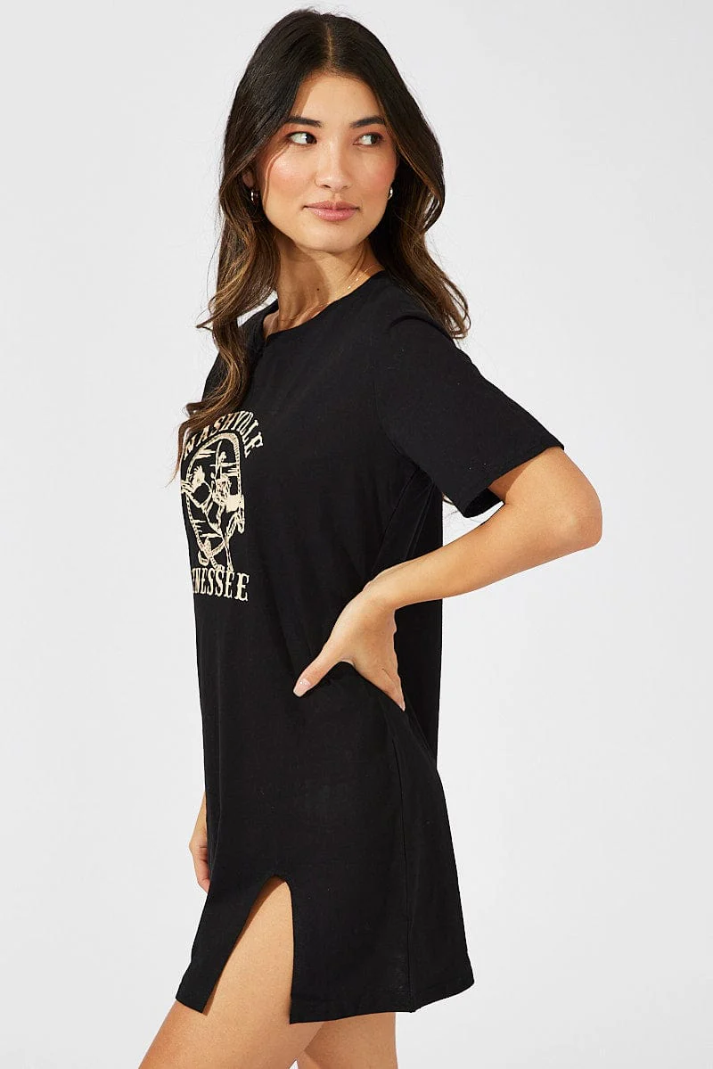 Black Graphic Dress Mini - Image 4