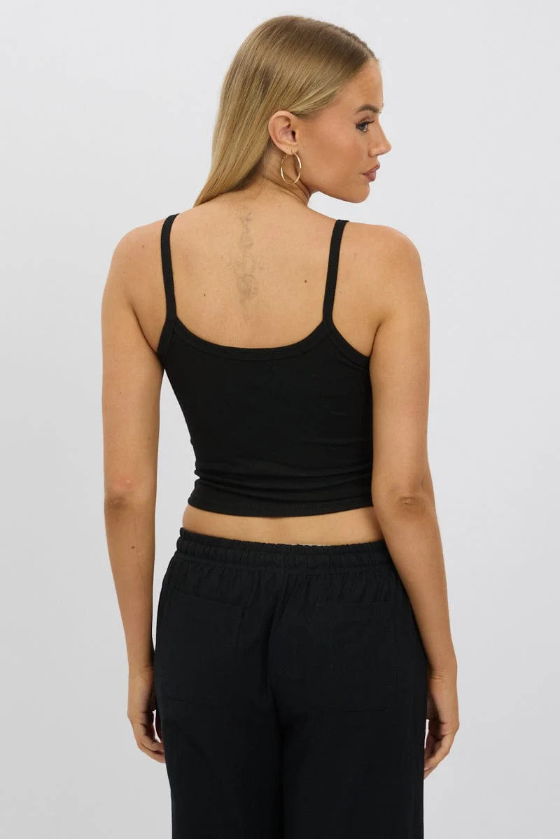 Black Graphic Singlet Top - Image 5