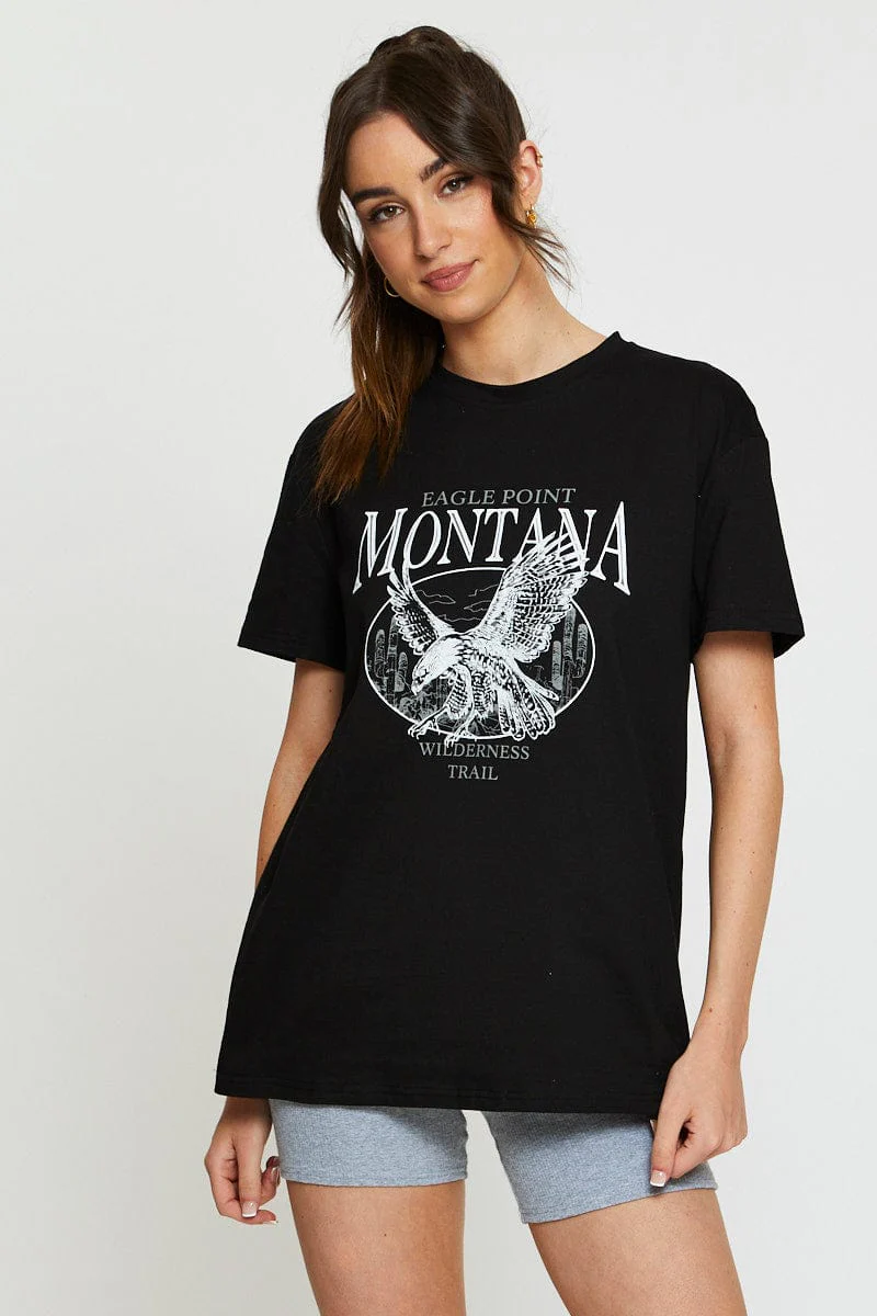Black Graphic T-Shirt Short Sleeve