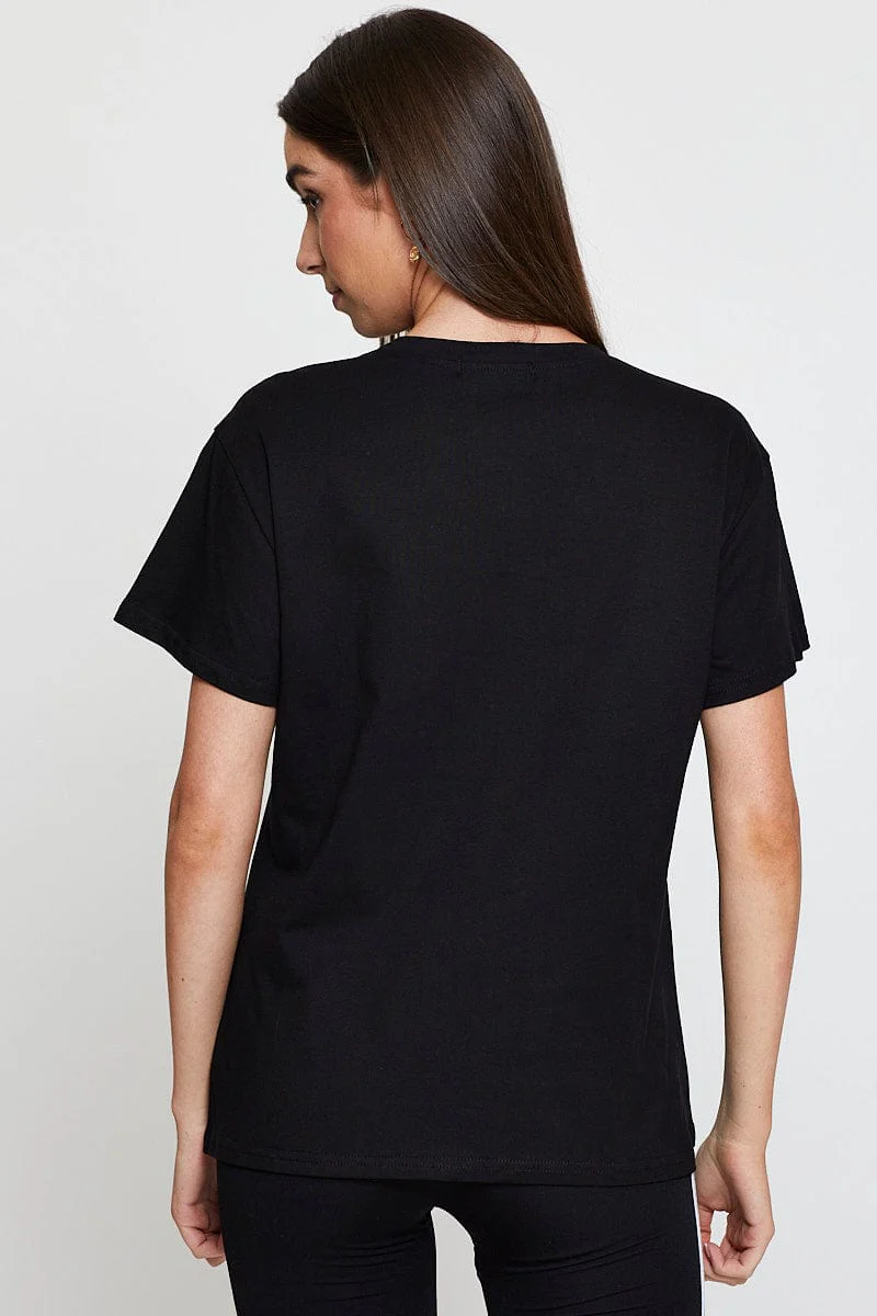 Black Graphic T-Shirt Short Sleeve - Image 5