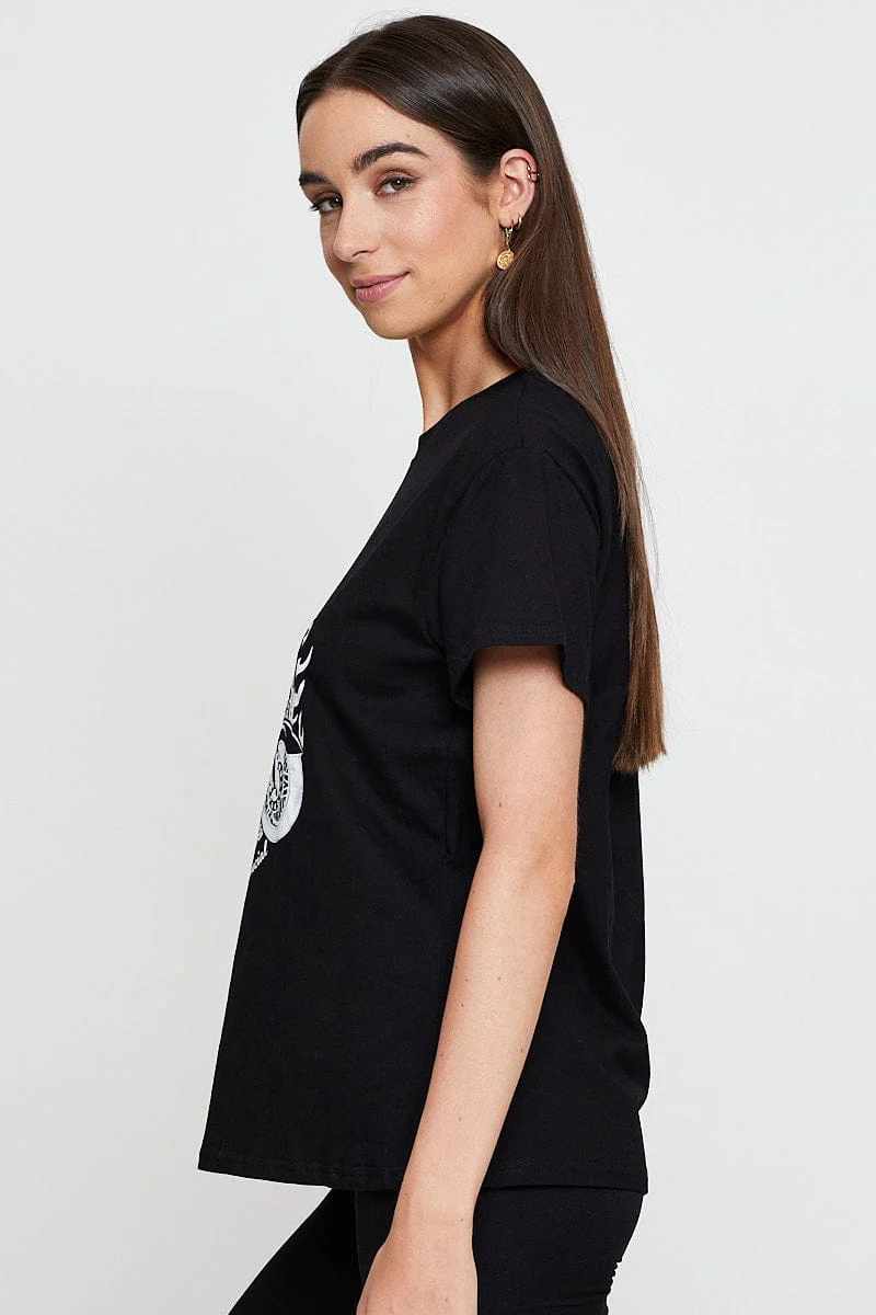 Black Graphic T-Shirt Short Sleeve - Image 4
