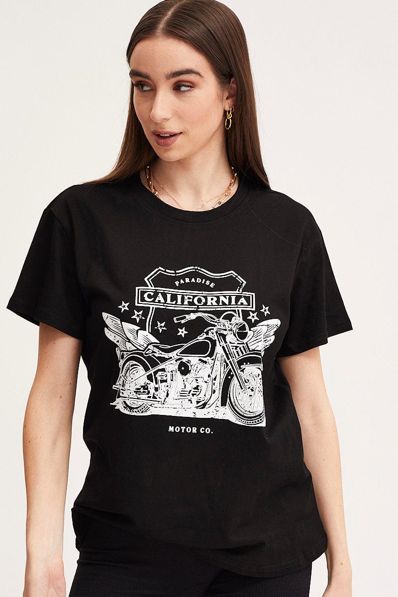 Black Graphic T-Shirt Short Sleeve - Image 3