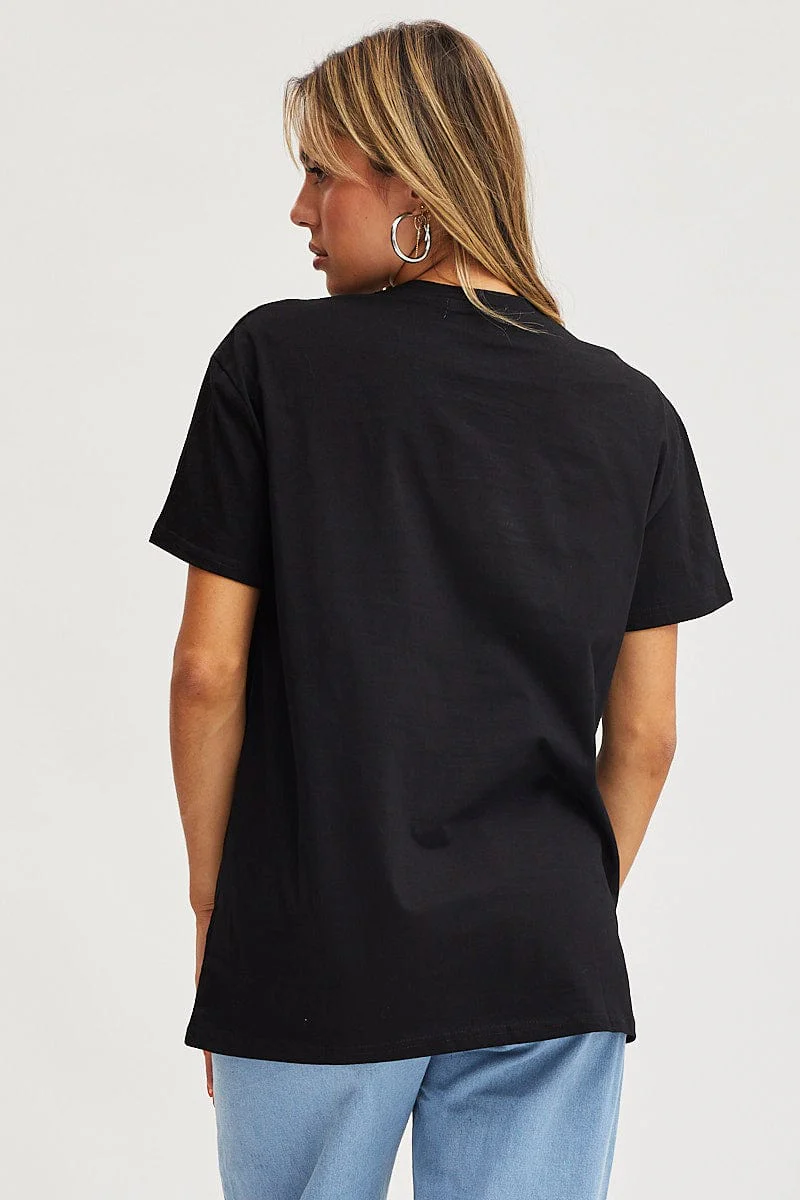 Black Graphic T Shirt Short Sleeve - Image 5