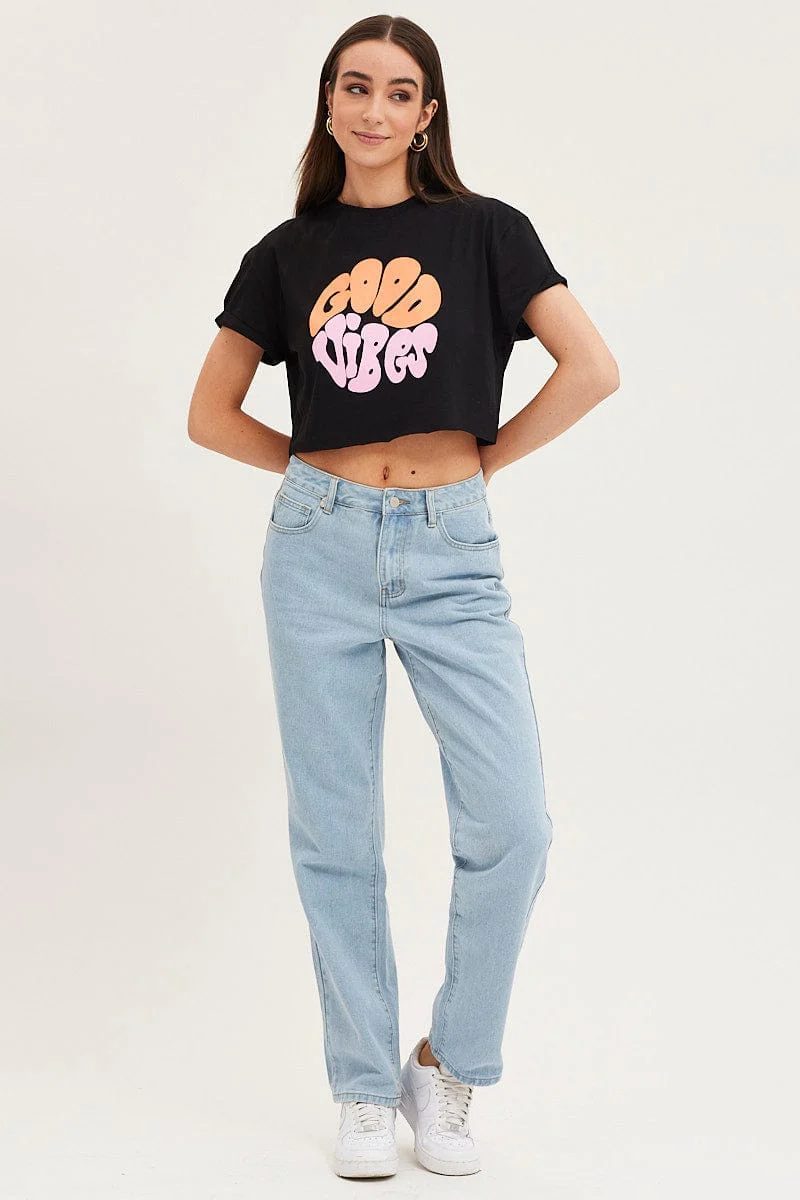 Black Graphic T-Shirt Short Sleeve - Image 2