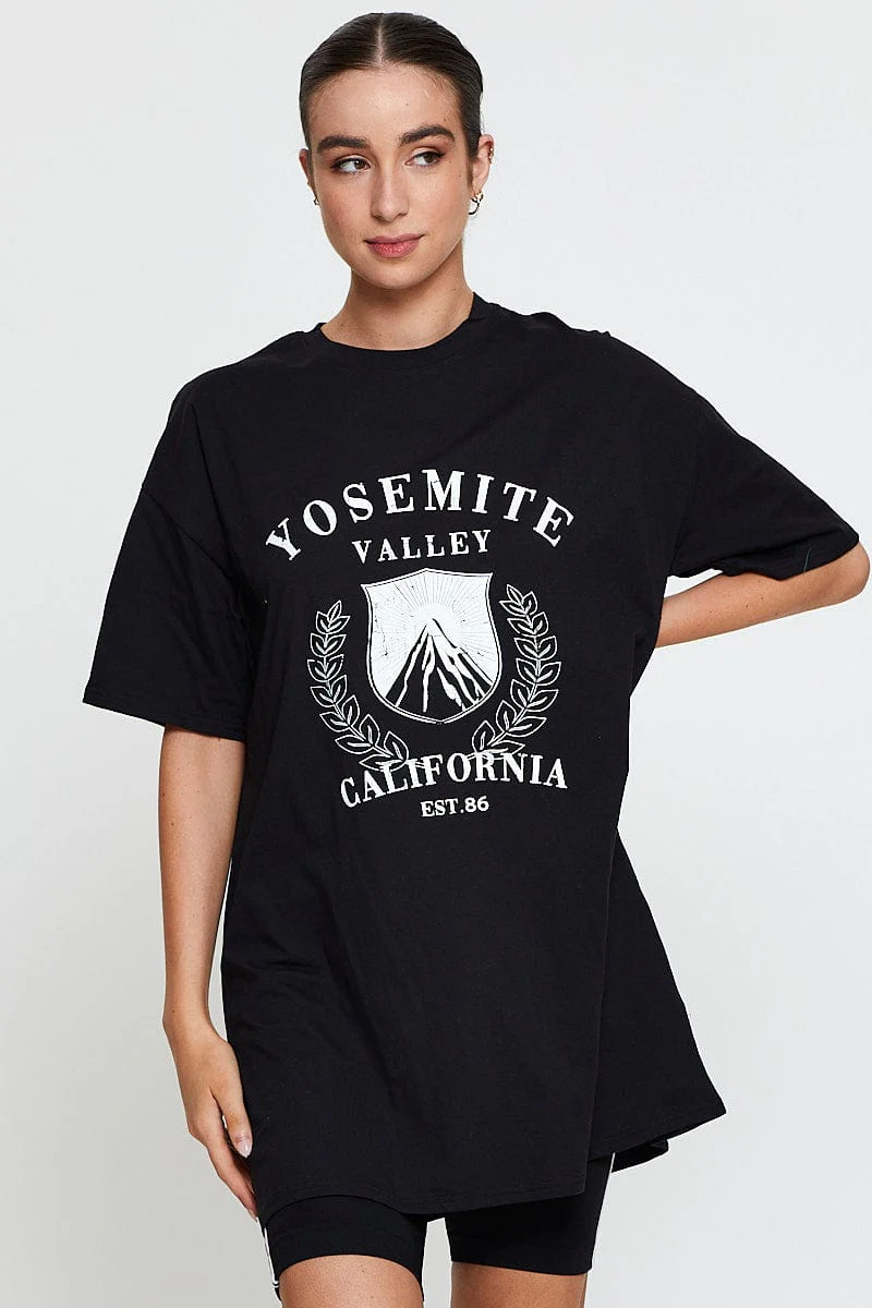 Black Graphic T-Shirt Short Sleeve - Image 4