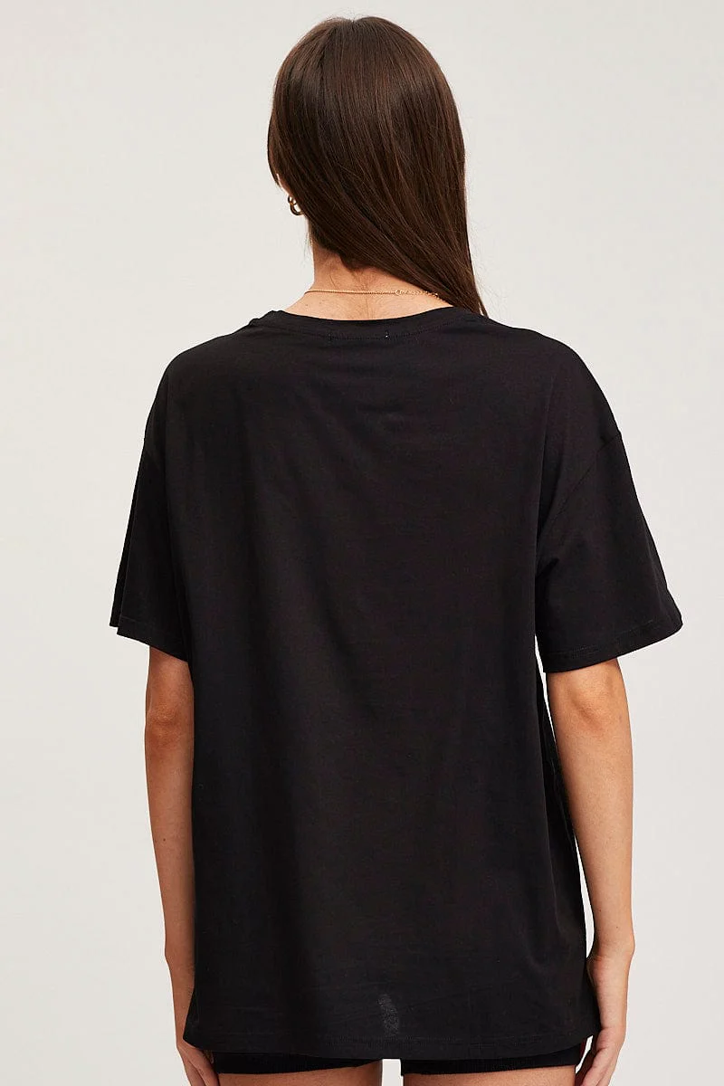 Black Graphic T Shirt Short Sleeve - Image 5