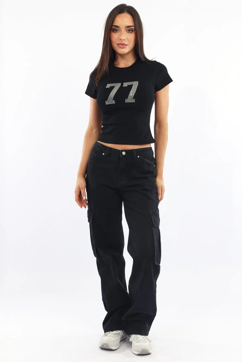 Black Graphic Tee Short Sleeve - Image 2
