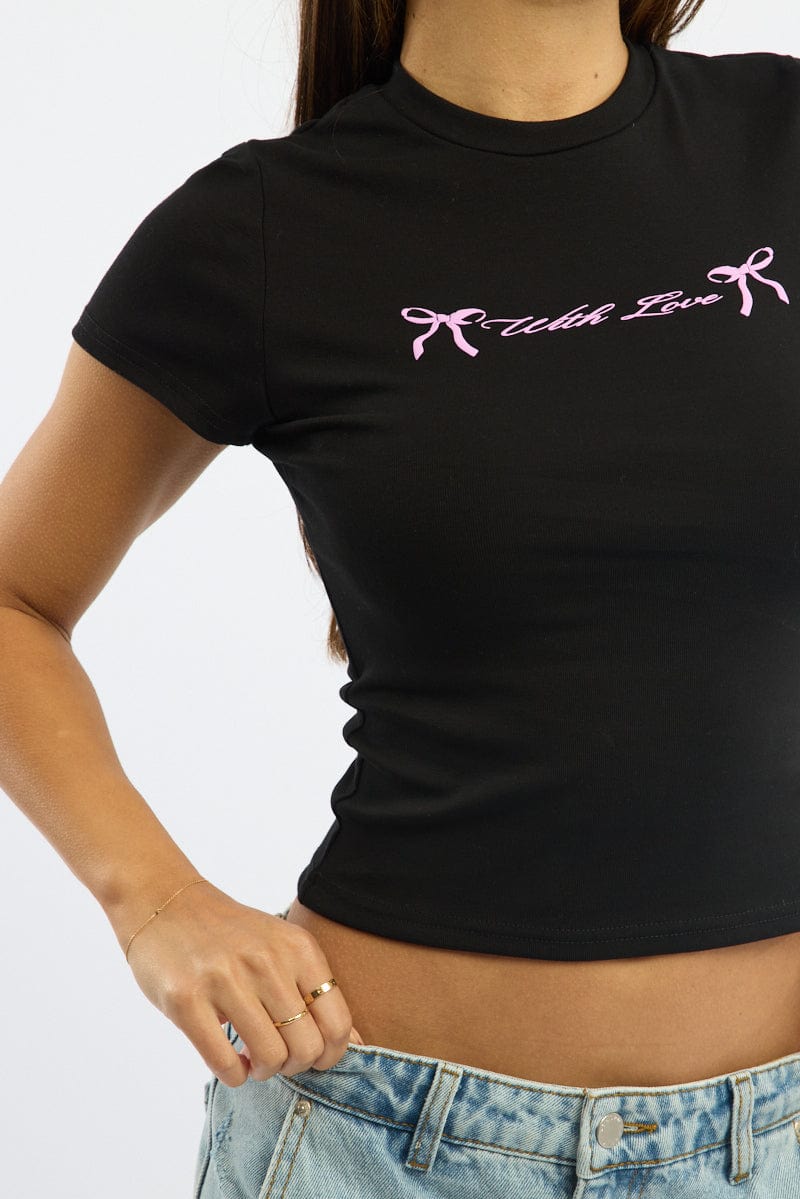 Black Graphic Tee Short Sleeve - Image 5