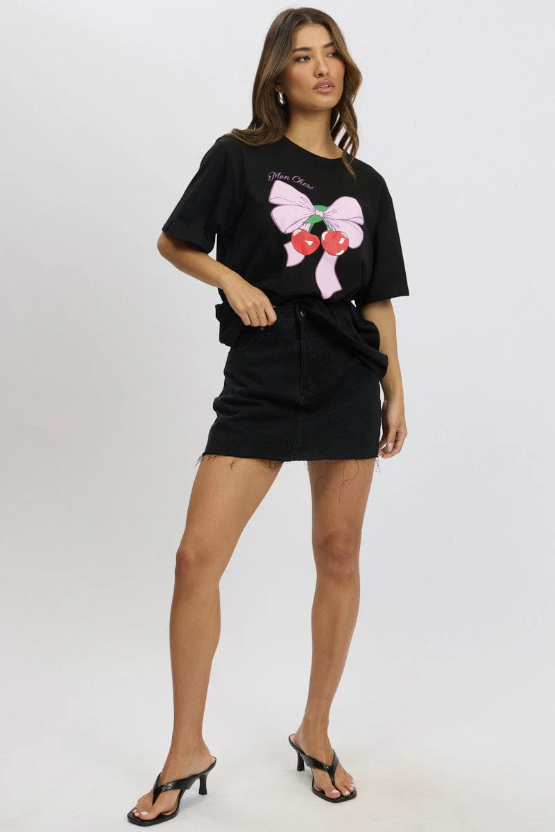 Black Graphic Tee Short Sleeve - Image 2