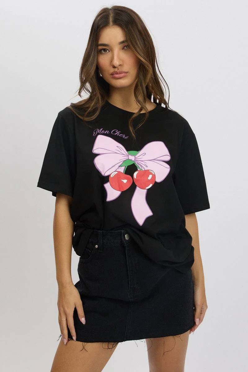 Black Graphic Tee Short Sleeve - Image 3