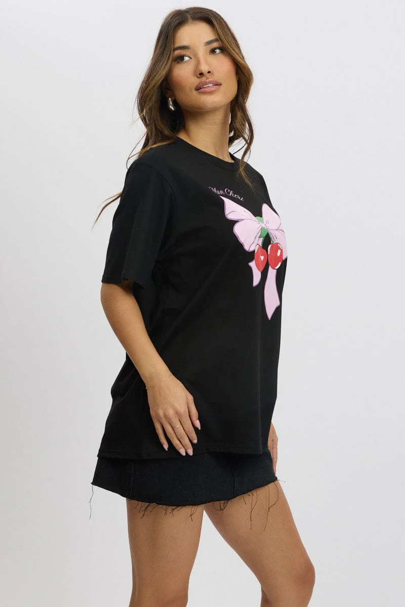 Black Graphic Tee Short Sleeve - Image 4