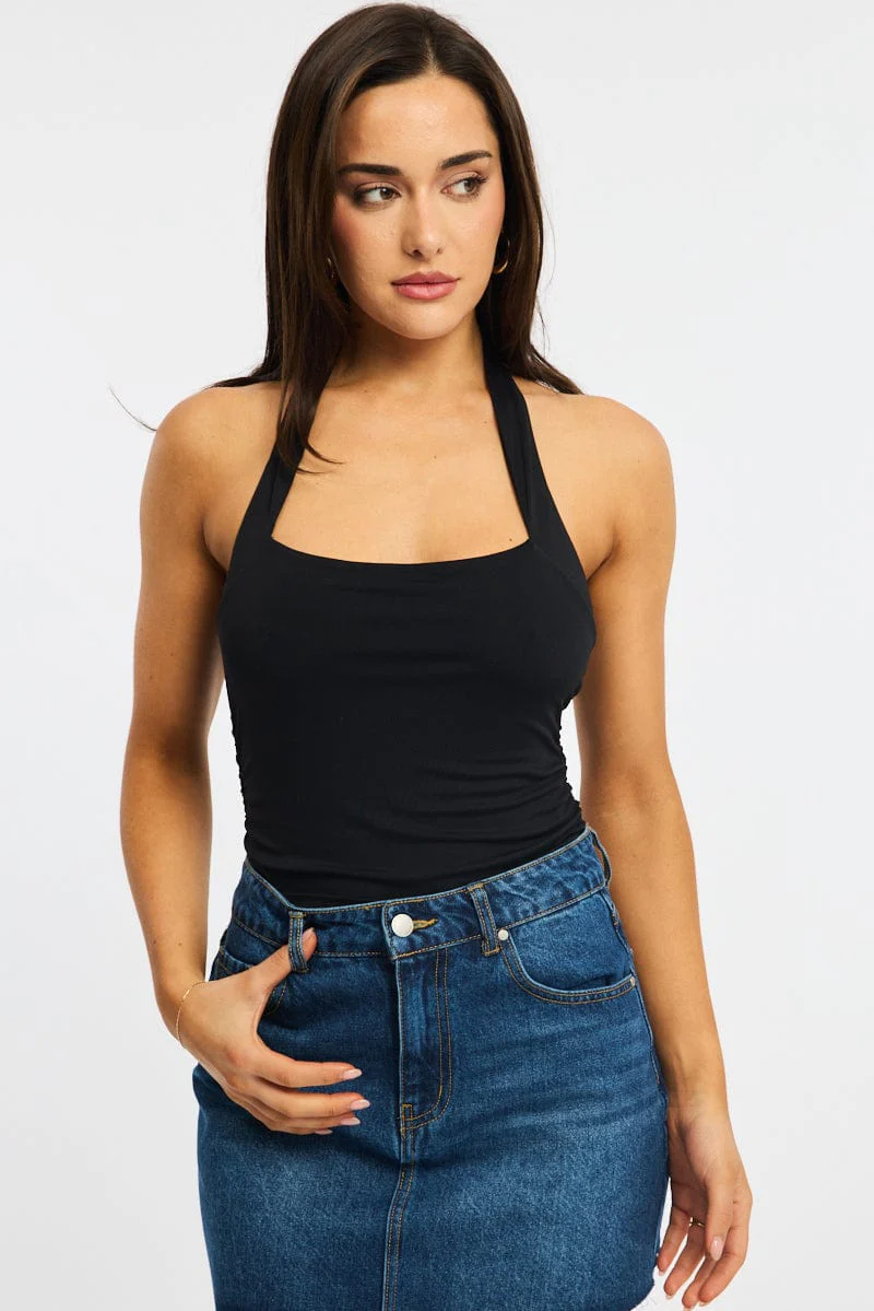 Black Halter Neck Bodysuit