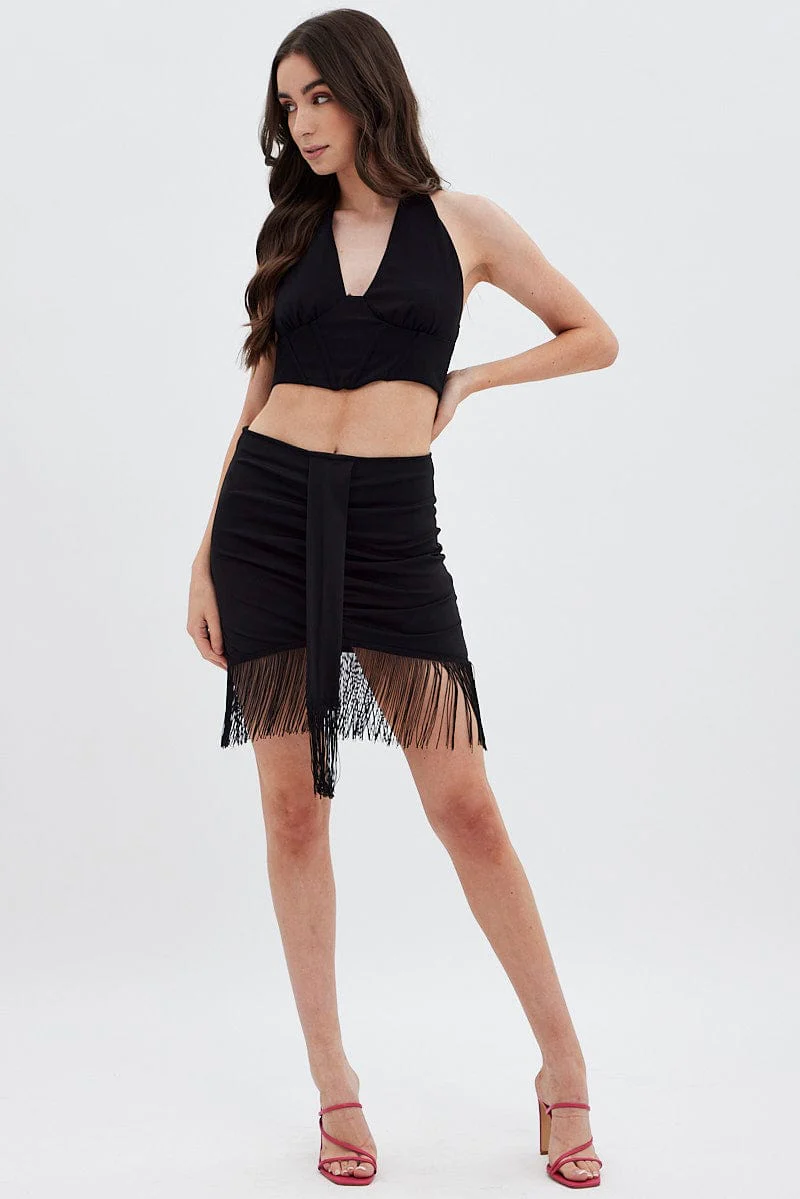 Black Halter Top Back Zip - Image 2