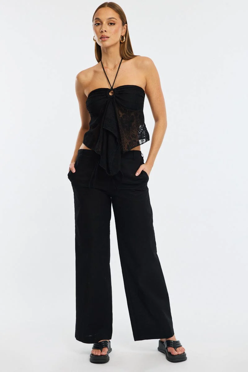 Black Halter Top Sleeveless Lace - Image 2