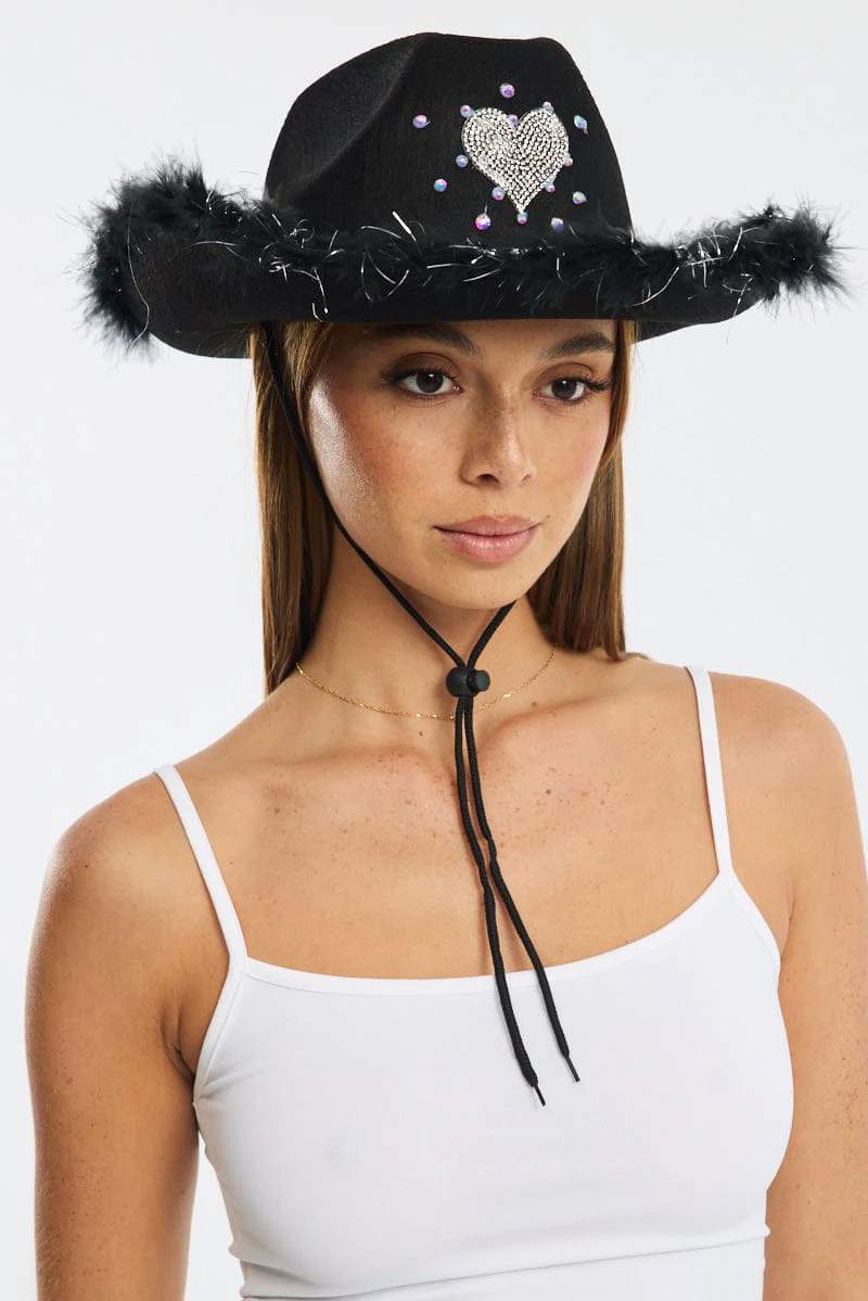 Black Heart Detail Festival Cowboy Hat