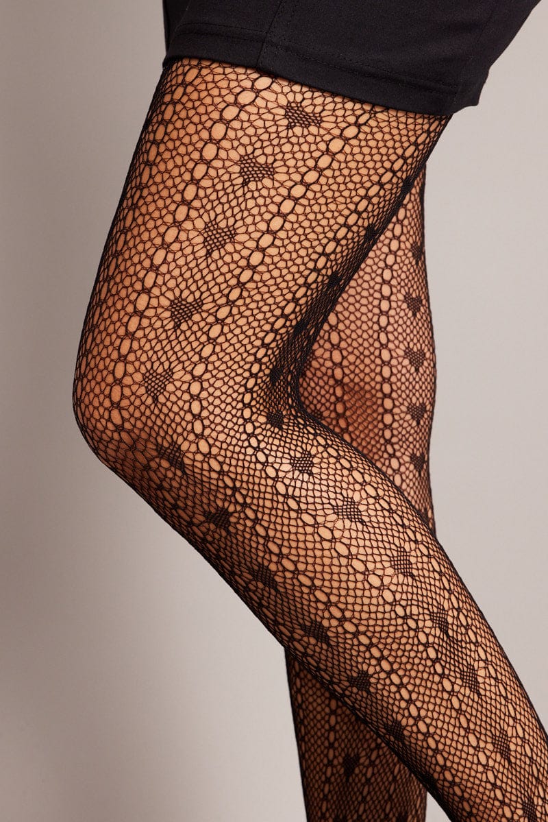 Black Heart Patterned Tights - Image 2