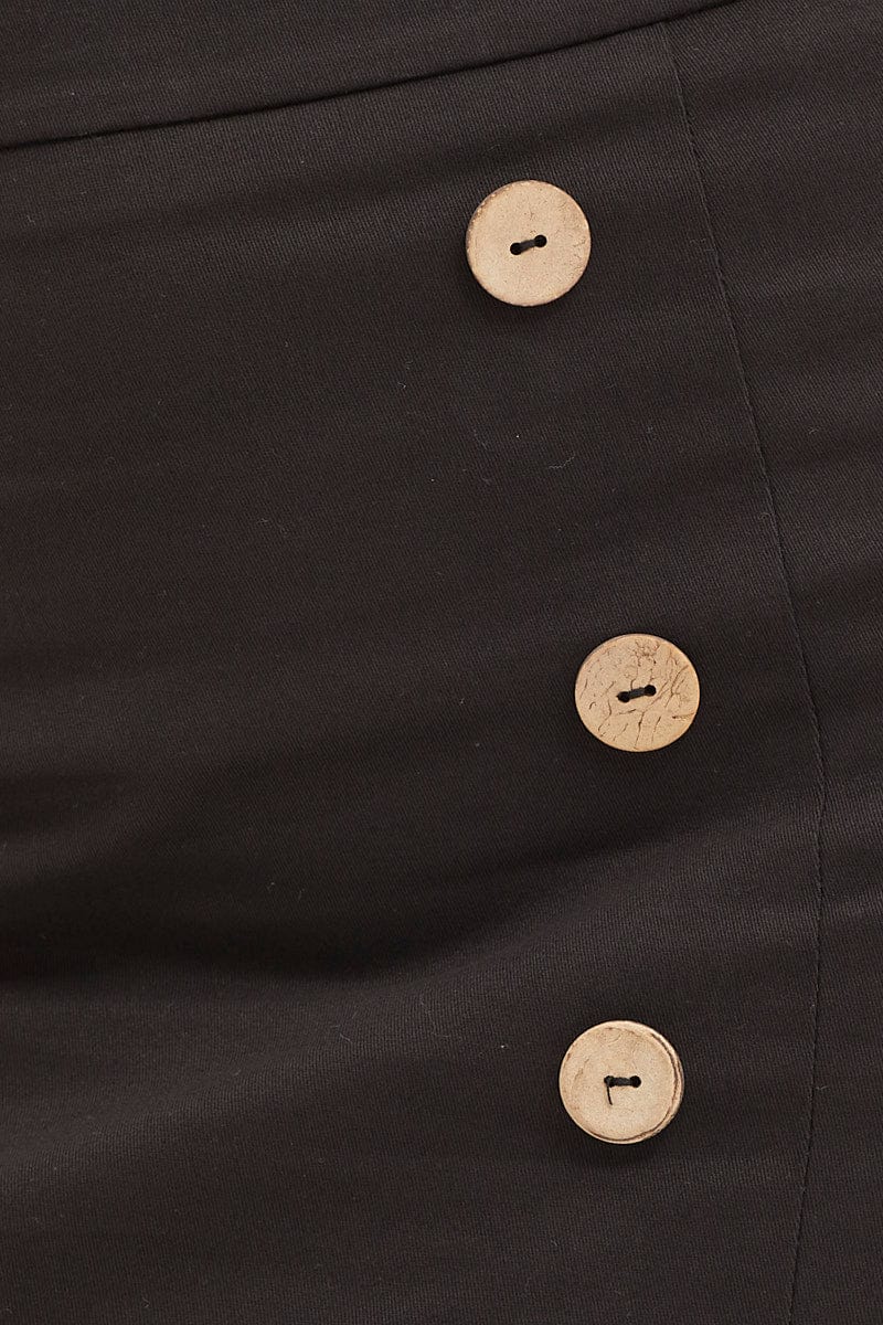 Black High Waist Front Split Skirt - Image 6