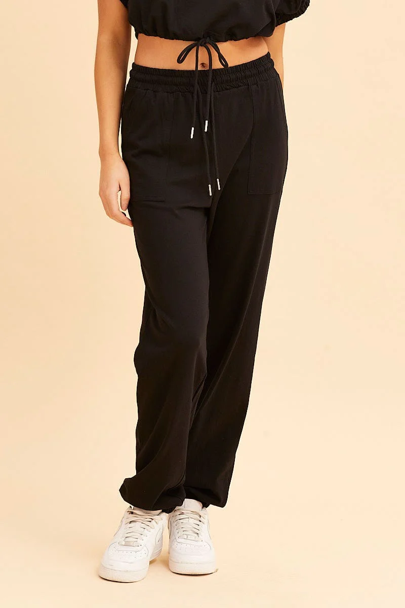 Black Jamie Cotton Jersey Lounge Pants - Image 2