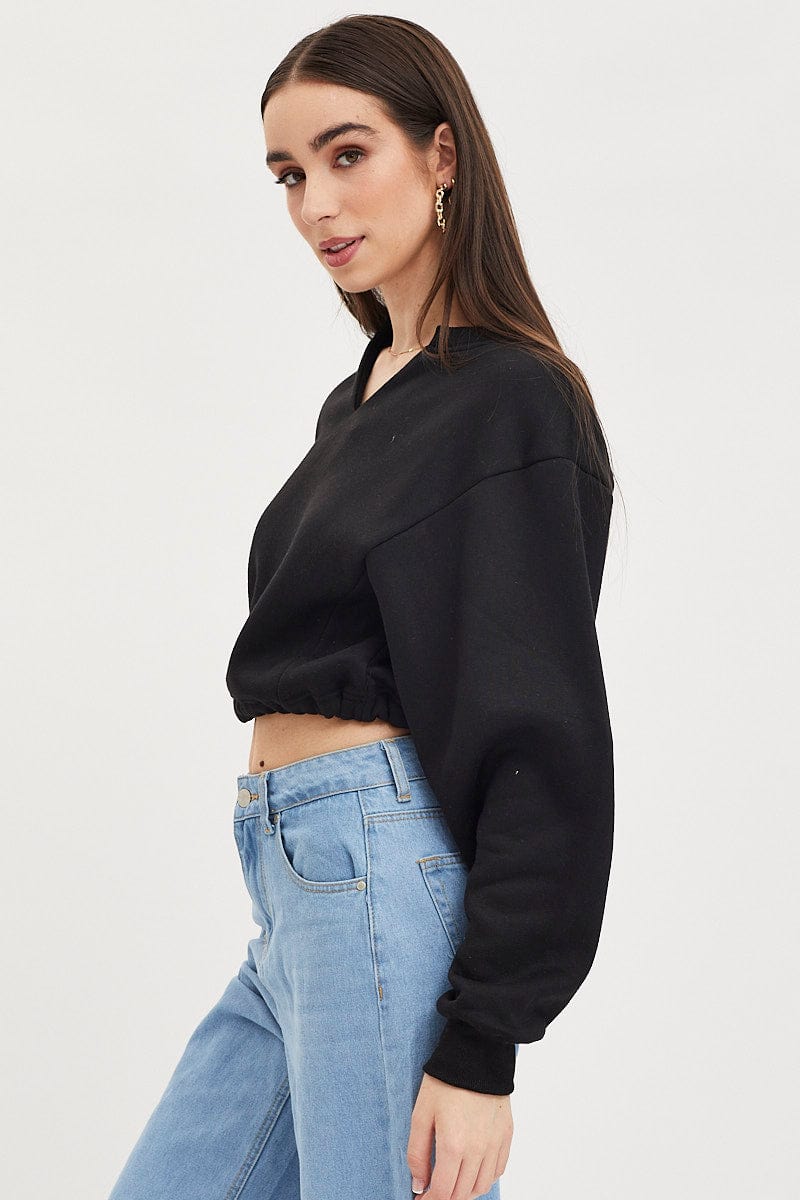 Black Jumper Long Sleeve V Neck - Image 4