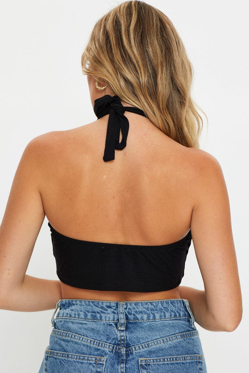 Black Keyhole Hole Halter Neck Top - Image 5